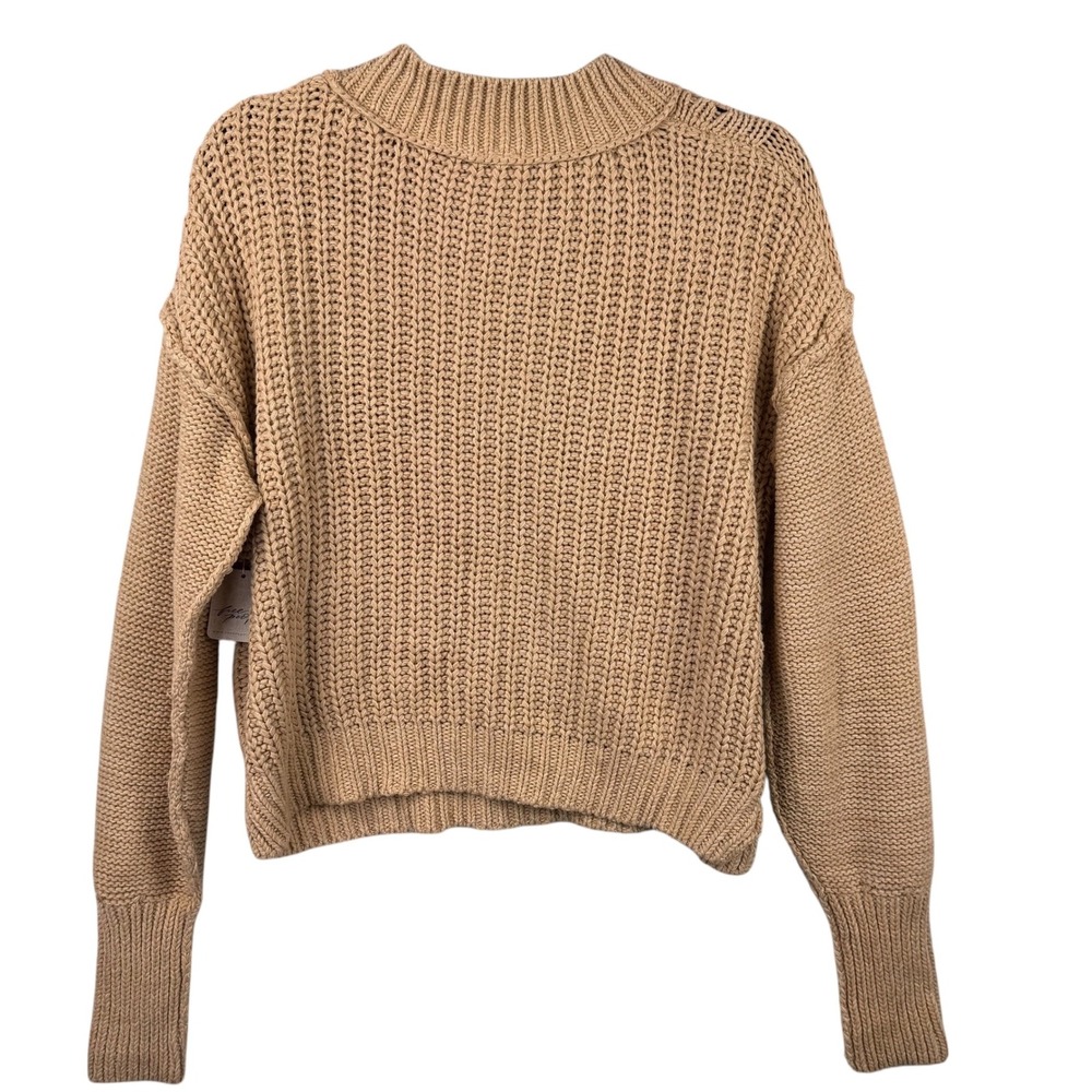 NEW NWT Free People Sweater Bell Song Beige Medium Sandcastle Knit Mock Neck - Picture 3 of 16